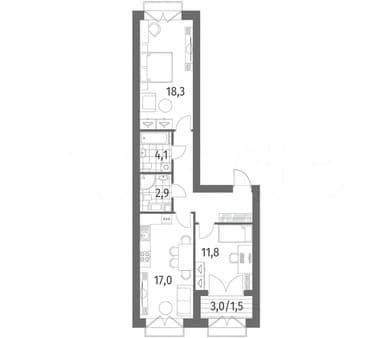 Объявление о продаже двухкомнатной квартиры, 66.2 м², этаж 11 из 11. Фото 6