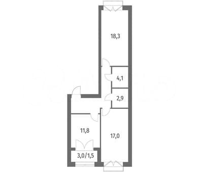 Объявление о продаже двухкомнатной квартиры, 66.4 м², этаж 11 из 13. Фото 3