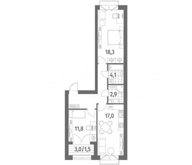 Объявление о продаже двухкомнатной квартиры, 66.4 м², этаж 11 из 13. Фото 6