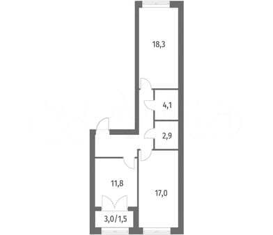 Продается двухкомнатная квартира, 66.4 м², этаж 7 из 13. Фото 5
