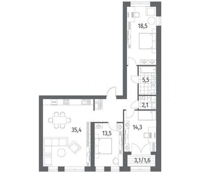 Продажа трехкомнатной квартиры, 103.5 м², этаж 3 из 13. Фото 7
