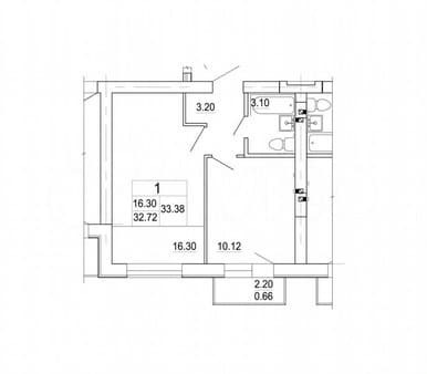 Продам однокомнатную квартиру, 33.4 м², этаж 3 из 3. Фото 1