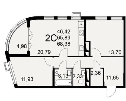 Объявление о продаже двухкомнатной квартиры, 68.4 м², этаж 2 из 16. Фото 1