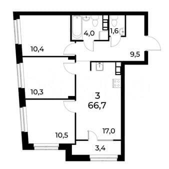 Объявление о продаже трехкомнатной квартиры, 66.7 м², этаж 2 из 8. Фото 1