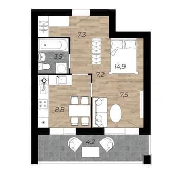 Объявление о продаже однокомнатной квартиры, 38.8 м², этаж 2 из 9. Фото 1