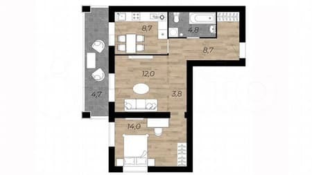 Объявление о продаже двухкомнатной квартиры, 56.1 м², этаж 7 из 9. Фото 1