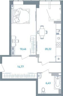 Продаем однокомнатную квартиру, 59.7 м², этаж 2 из 19. Фото 2