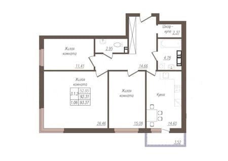 Продам трехкомнатную квартиру, 93.4 м², этаж 5 из 19. Фото 3