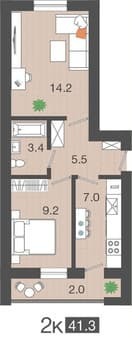 Объявление о продаже двухкомнатной квартиры, 41.3 м², этаж 1 из 4. Фото 1