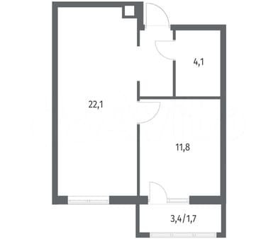 Продам однокомнатную квартиру, 43.1 м², этаж 3 из 5. Фото 3
