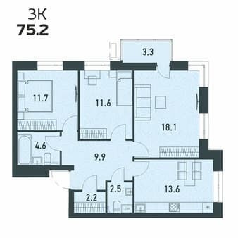 Продать трехкомнатную квартиру, 75.2 м², этаж 15 из 16. Фото 7