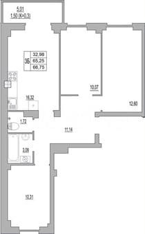 Купить трехкомнатную квартиру, 66.8 м², этаж 8 из 10. Фото 1