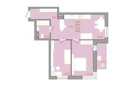 Купить трехкомнатную квартиру, 65 м², этаж 2 из 22. Фото 3