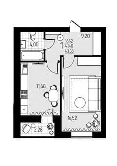 Продается однокомнатная квартира, 41.4 м², этаж 1 из 10. Фото 1