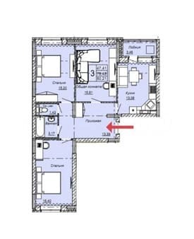 Продаю трехкомнатную квартиру, 77.8 м², этаж 2 из 16. Фото 4