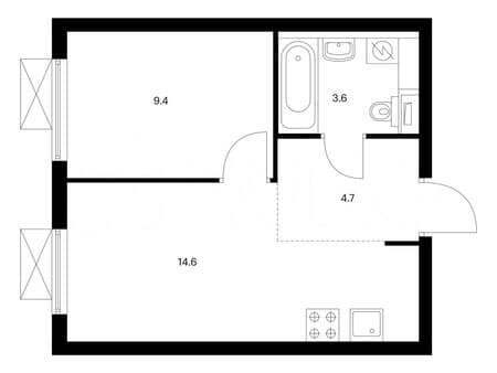 Купить однокомнатную квартиру, 32.3 м², этаж 10 из 16. Фото 1