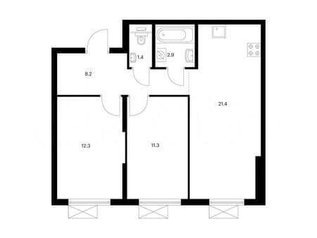 Продам двухкомнатную квартиру, 57.5 м², этаж 12 из 16. Фото 1