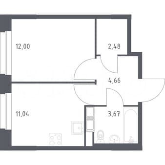 Продать однокомнатную квартиру, 33.9 м², этаж 4 из 12. Фото 1
