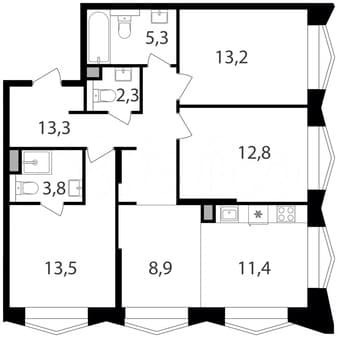 Продать трехкомнатную квартиру, 84.5 м², этаж 7 из 17. Фото 1