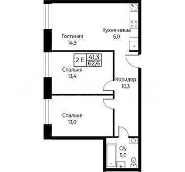Продажа двухкомнатных апартаментов, 62.6 м², этаж 28 из 28. Фото 2