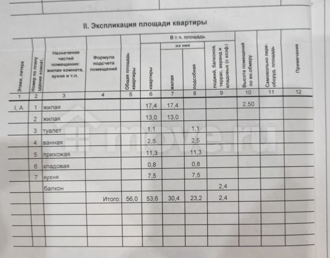 2-комн. квартира, 53.6 м²