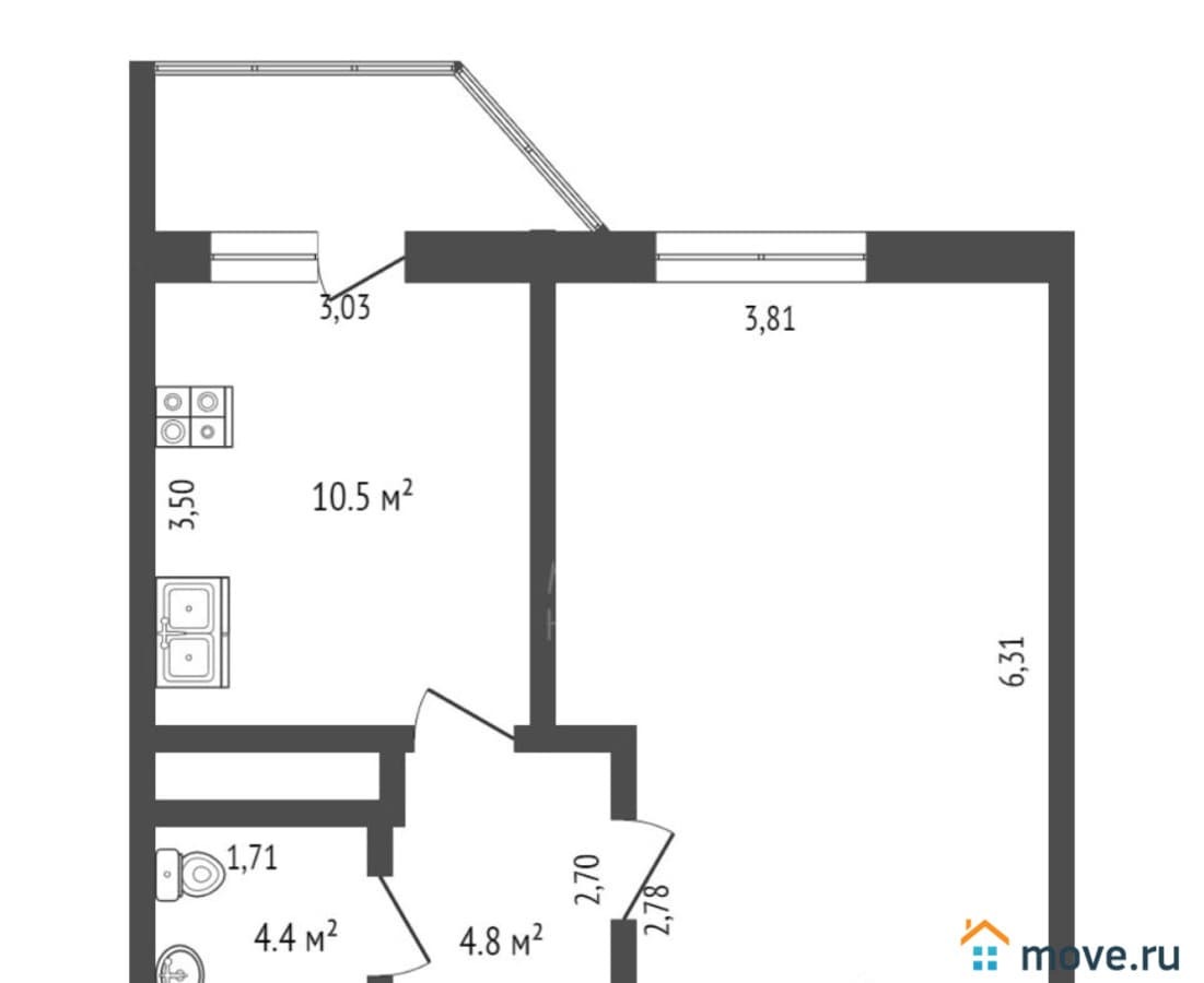 1-комн. квартира, 42 м²