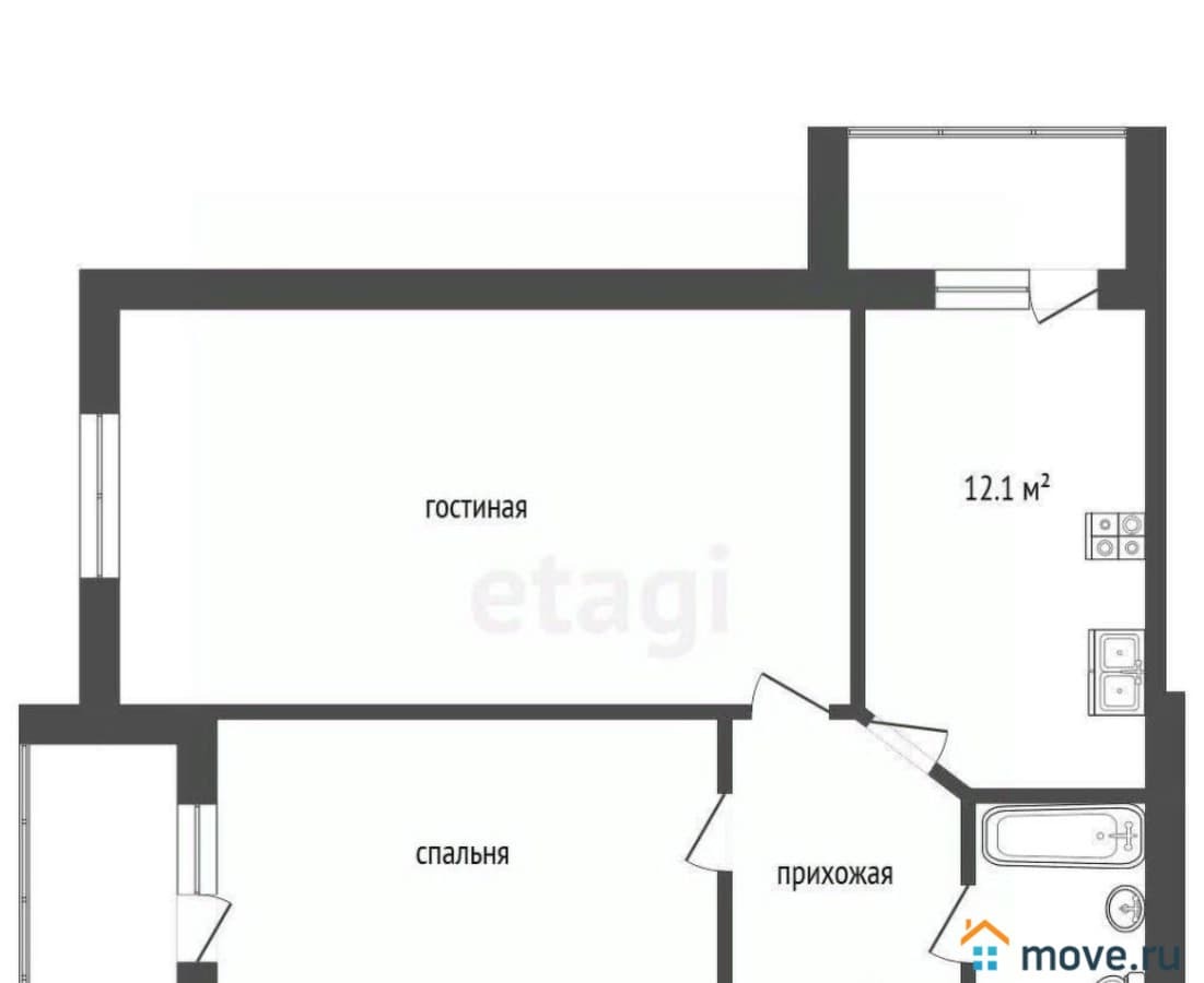 2-комн. квартира, 53 м²