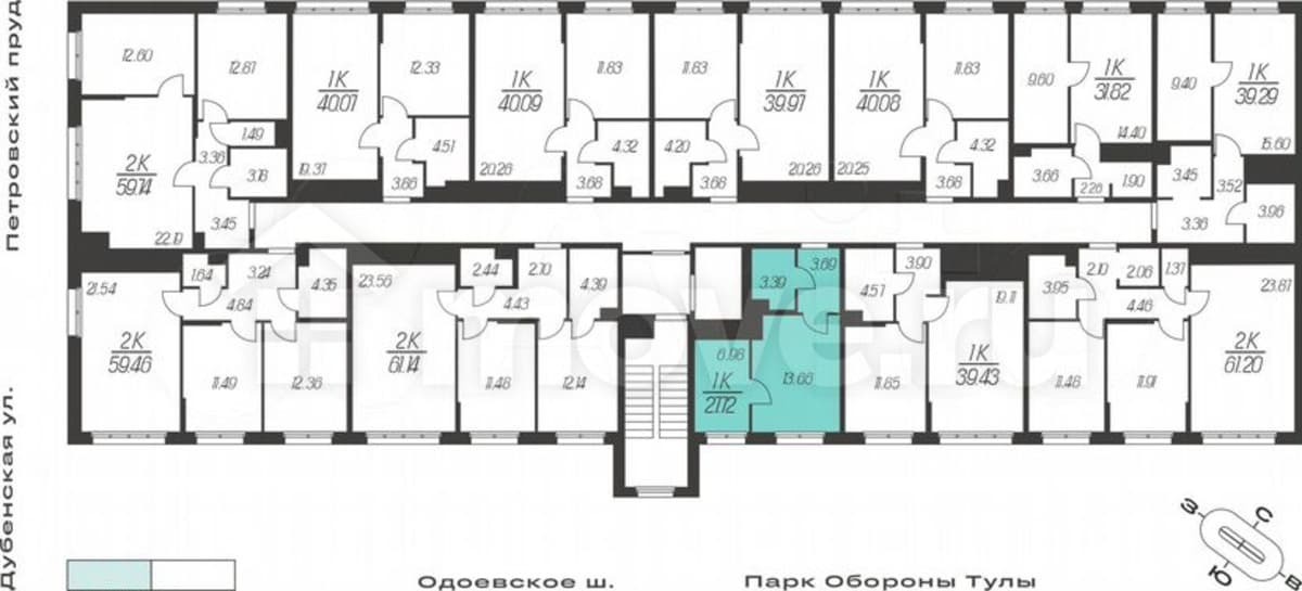 1-комн. квартира, 27.7 м²